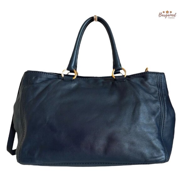 Authentic PRADA Baltico (Blue) Calf Leather Two Way Large Tote Bag - Picture 3 of 13